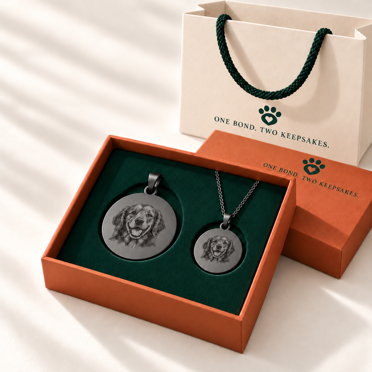 Personalized Matching Pet Tag & Owner Necklace Gift Set
