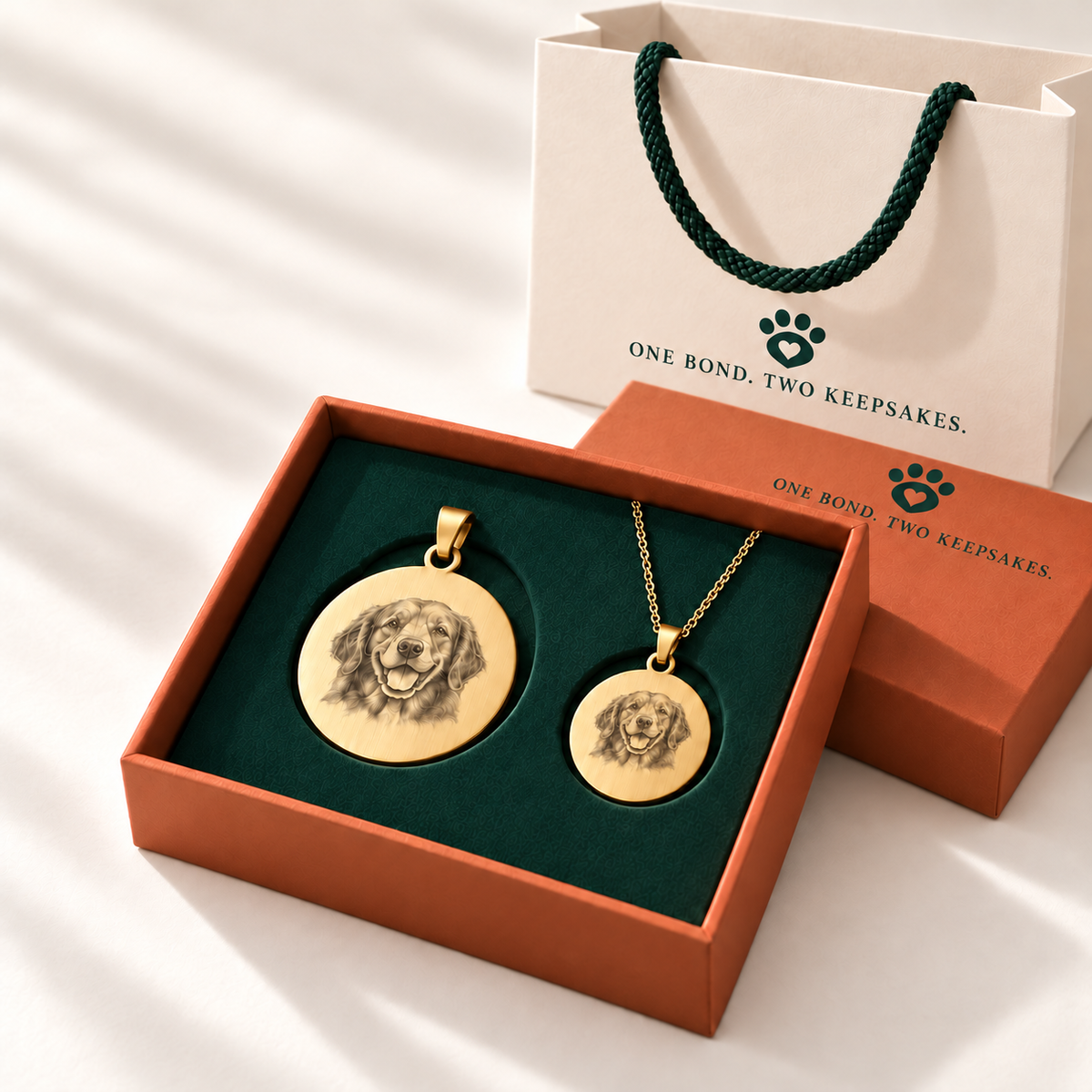 Personalized Matching Pet Tag & Owner Necklace Gift Set