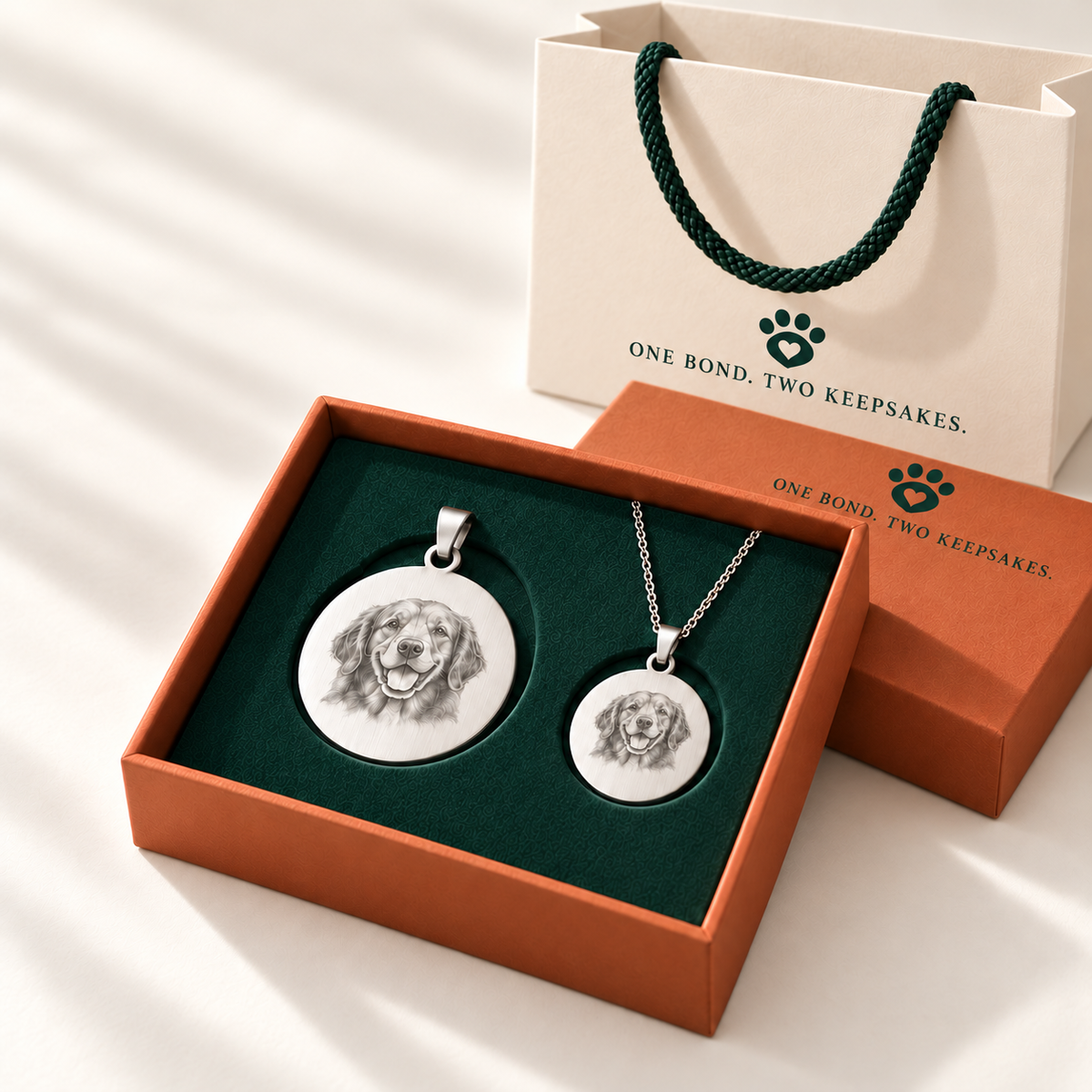 Personalized Matching Pet Tag & Owner Necklace Gift Set