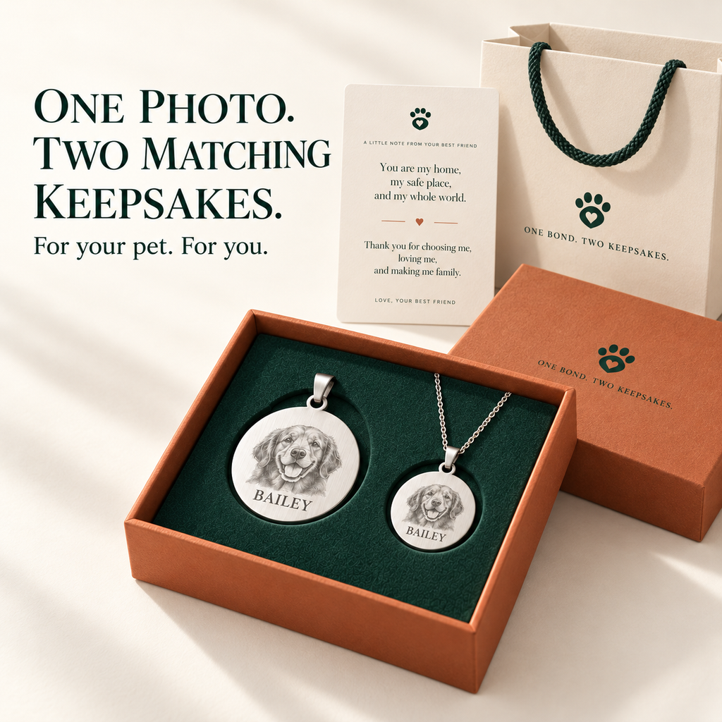 Personalized Matching Pet Tag & Owner Necklace Gift Set