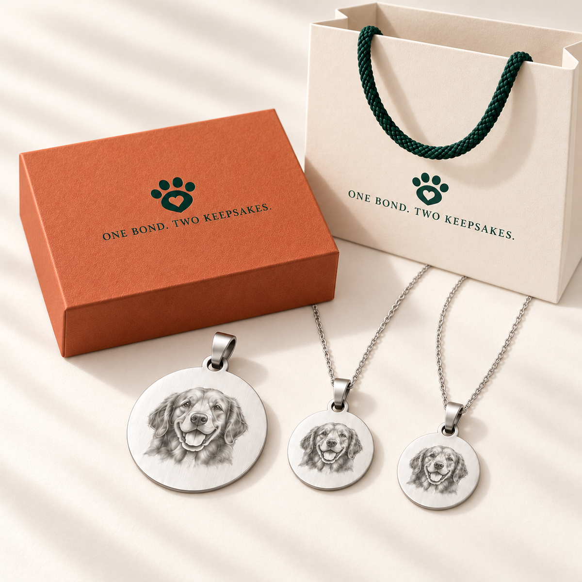 Personalized Matching Pet Tag & Owner Necklace Gift Set