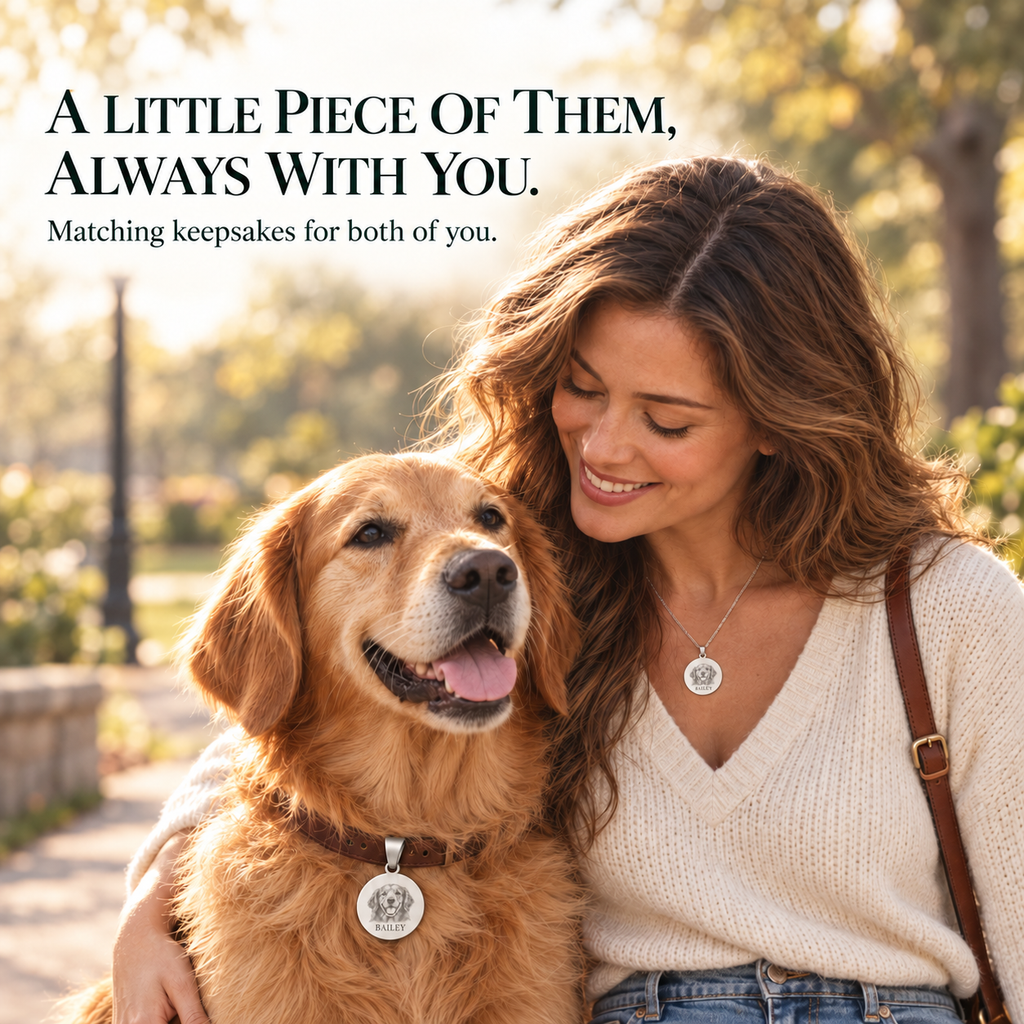 Personalized Matching Pet Tag & Owner Necklace Gift Set