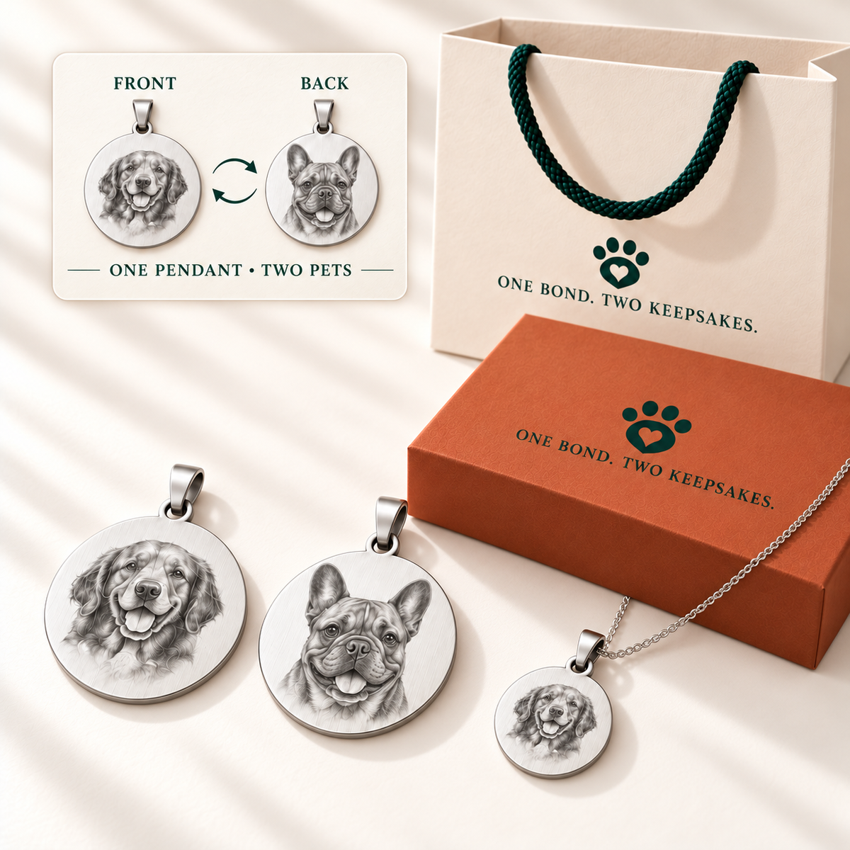 Personalized Matching Pet Tag & Owner Necklace Gift Set