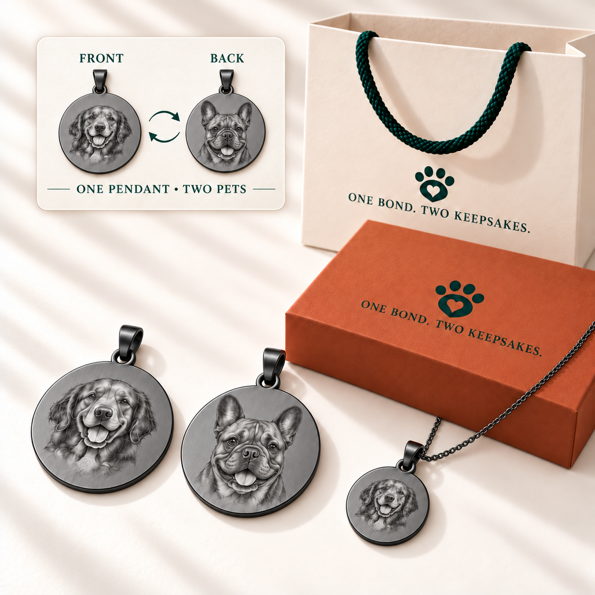 Personalized Matching Pet Tag & Owner Necklace Gift Set