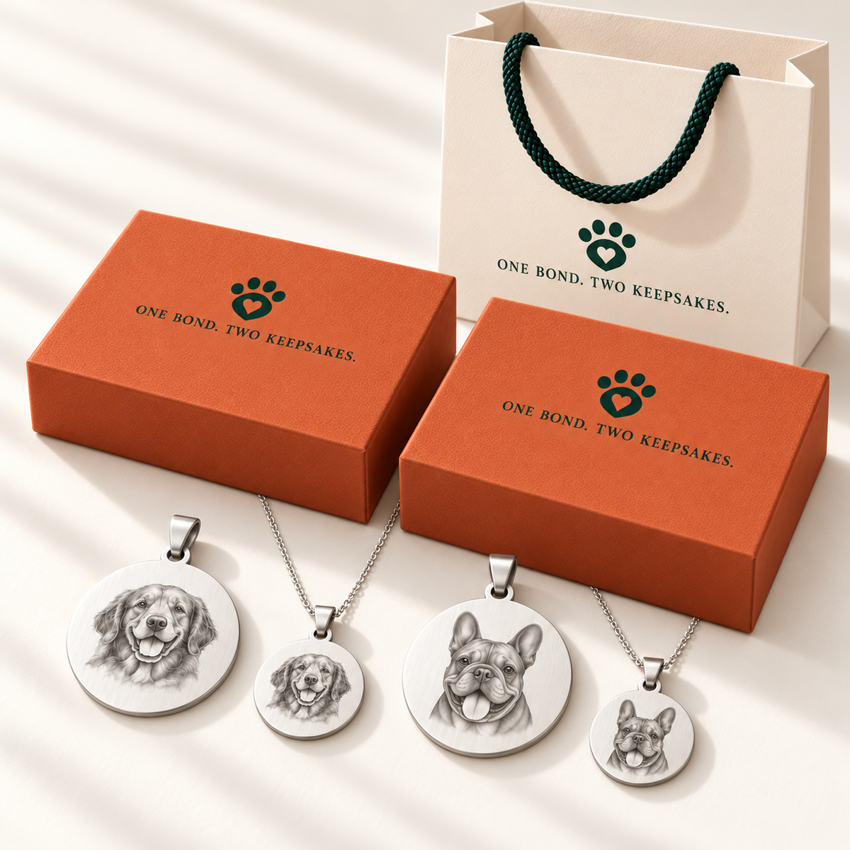 Personalized Matching Pet Tag & Owner Necklace Gift Set