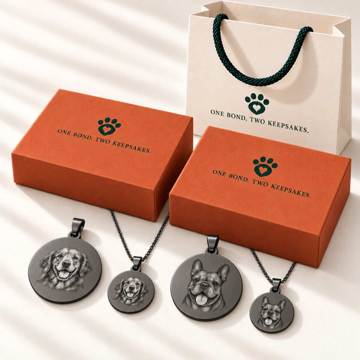 Personalized Matching Pet Tag & Owner Necklace Gift Set