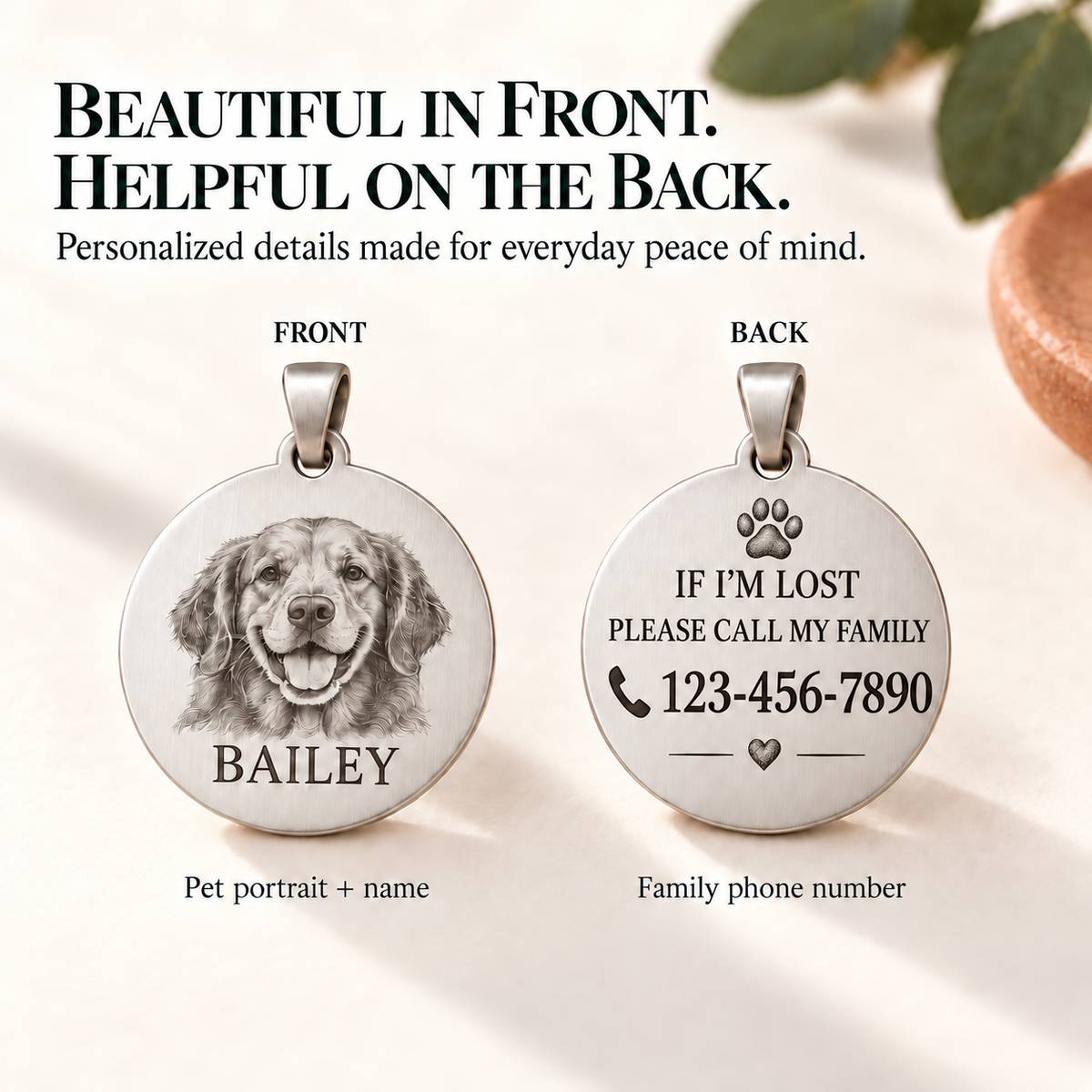 Personalized Matching Pet Tag & Owner Necklace Gift Set