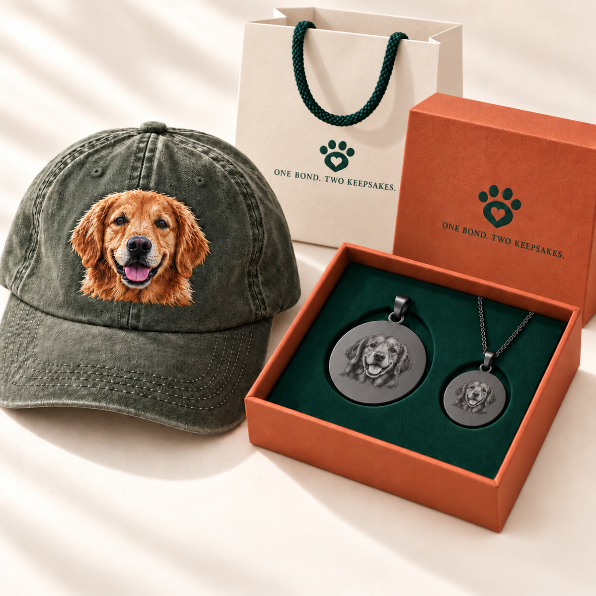 Personalized Matching Pet Tag & Owner Necklace Gift Set