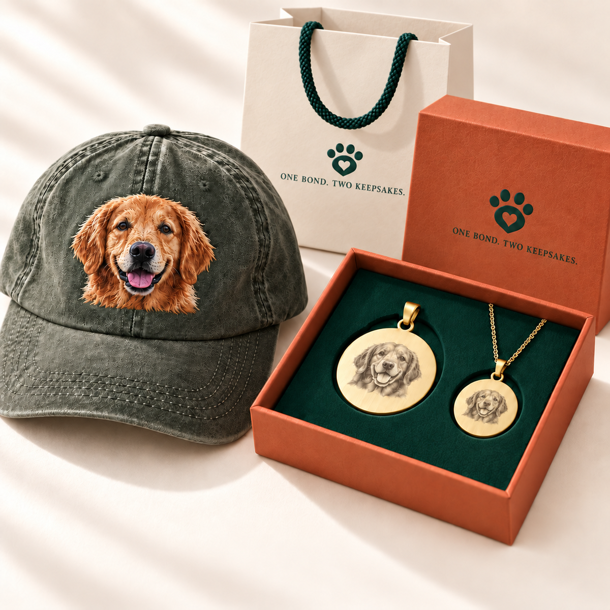 Personalized Matching Pet Tag & Owner Necklace Gift Set