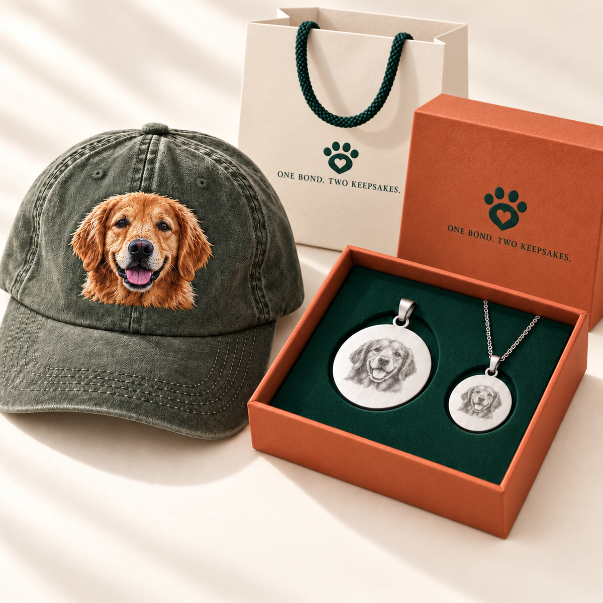 Personalized Matching Pet Tag & Owner Necklace Gift Set