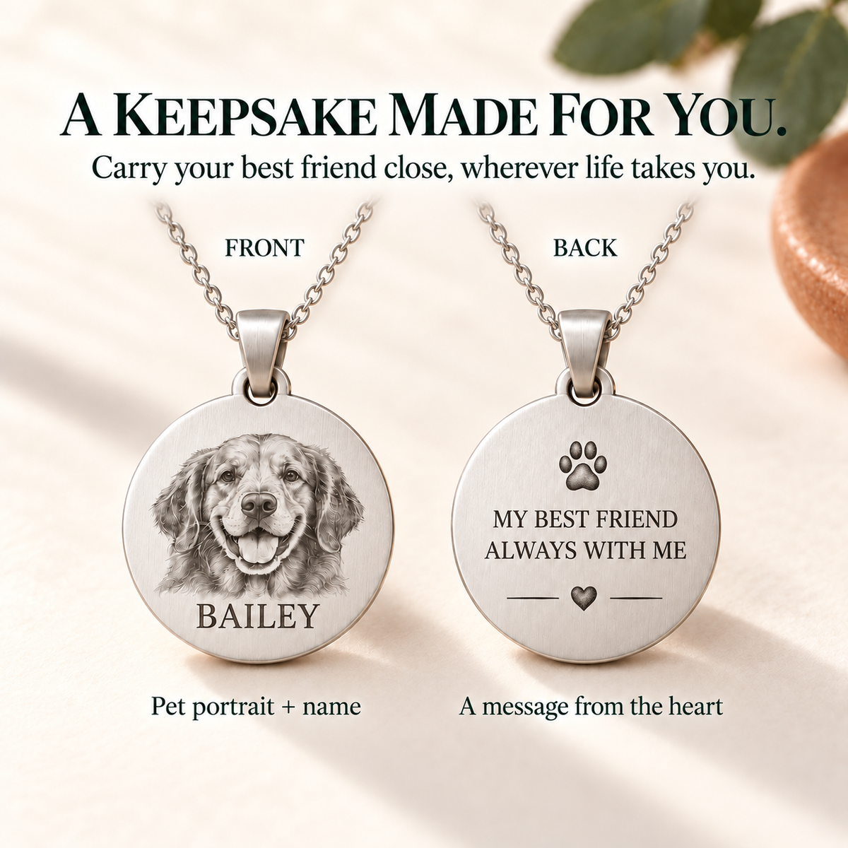 Personalized Matching Pet Tag & Owner Necklace Gift Set